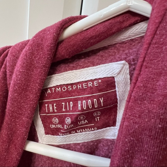Primark Maroon Red Zip Up Hoodie Sweatshirt - Picture 4 of 4